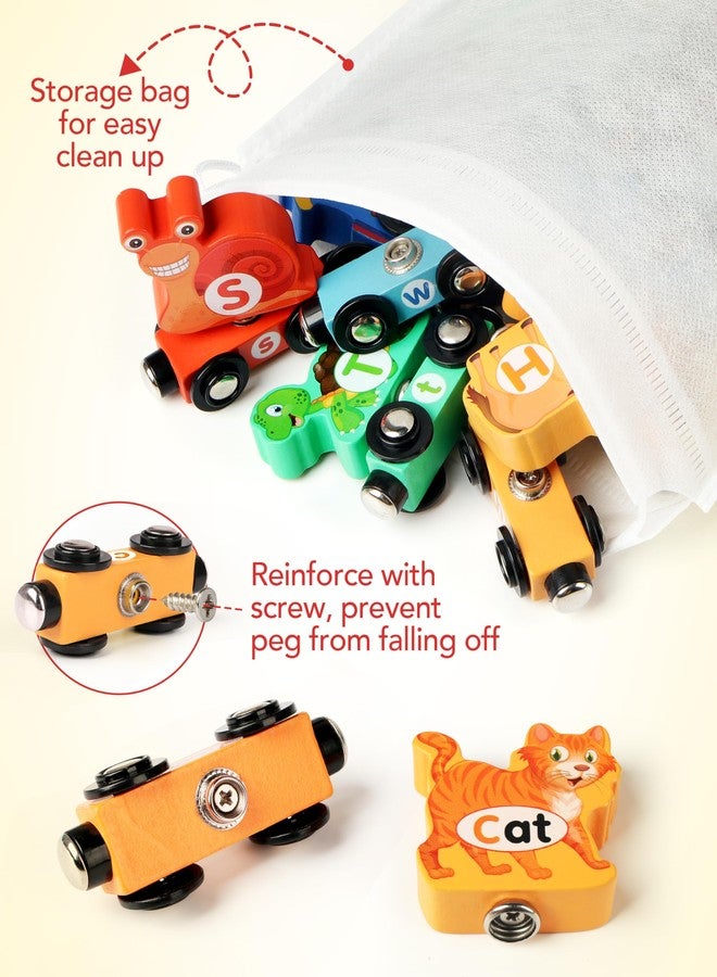 Helsort Wooden Alphabet Train Set for Toddlers - Magnetic ABC Train with Snap-Connection, Animal-Themed Educational Preschool Toy for Kids Ages 3-5, Montessori STEM Learning Gift for Boys and Girls - Image 5